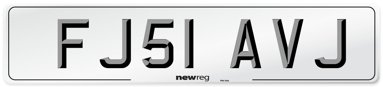 FJ51 AVJ Number Plate from New Reg